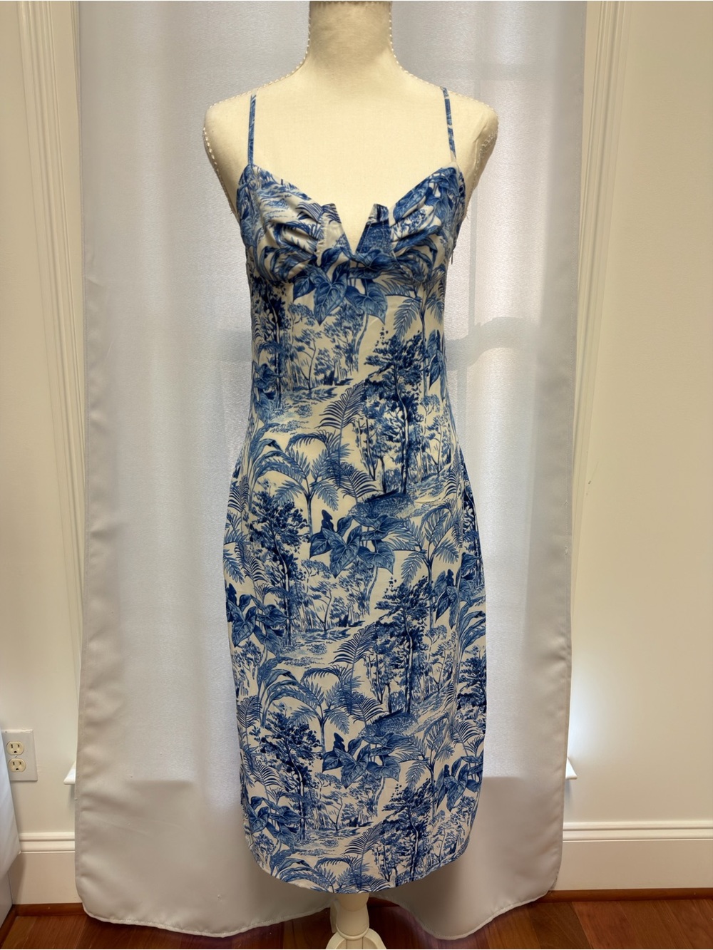 Cider Blue and White Midi Slip Dress
